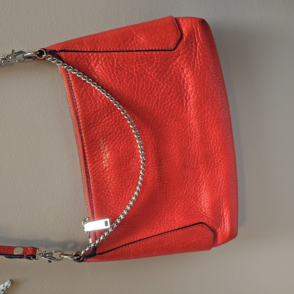 Henri Bendel Orange Pebble Leather Crossbody